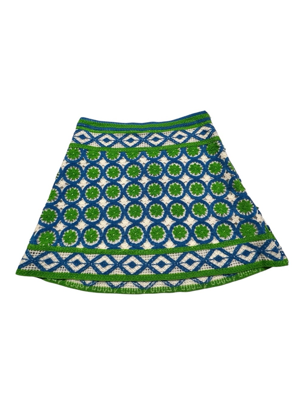 🆕 NWT Chelsea & Violet Green Blue Crochet Floral Mini Skirt | XS